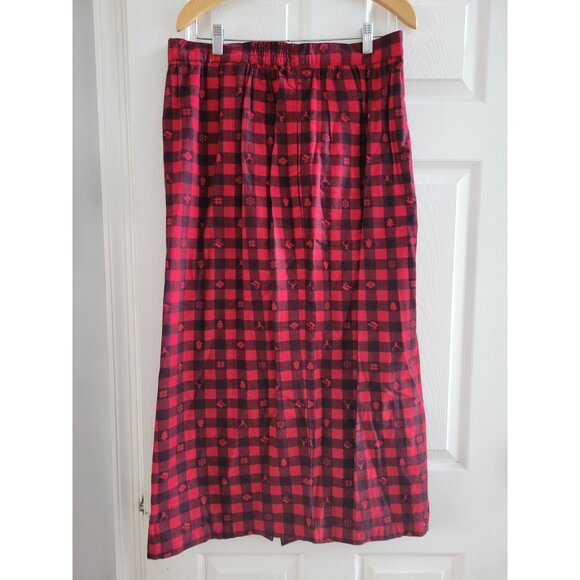 Woolrich Red Black Check Plaid Cotton flannel Skirt Y2k size Large cabincore - Picture 6 of 6